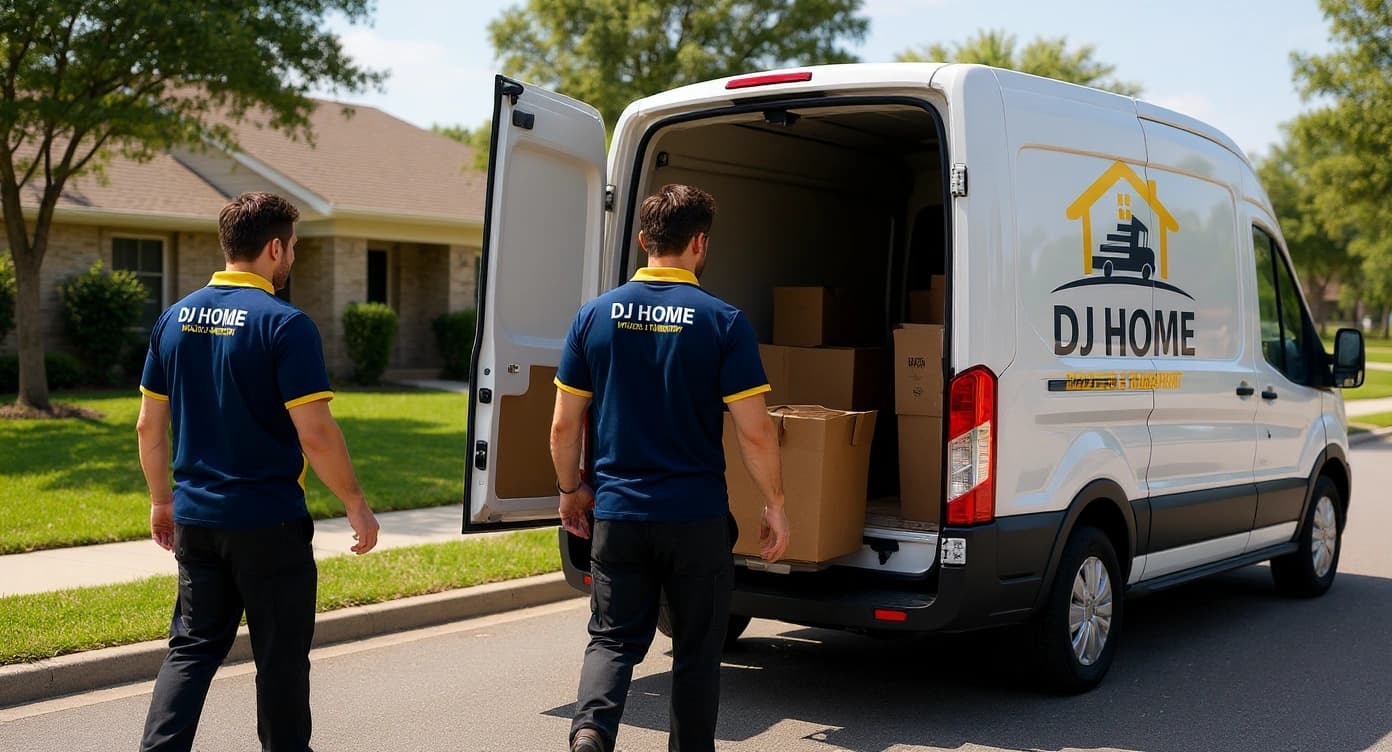 Moving truck on residential street